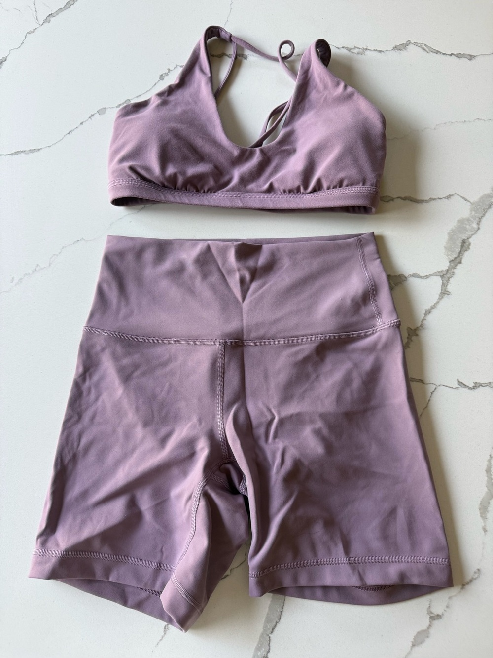 lululemon athletica Lavender Lux Strappy Sports Bra and Leggings Set